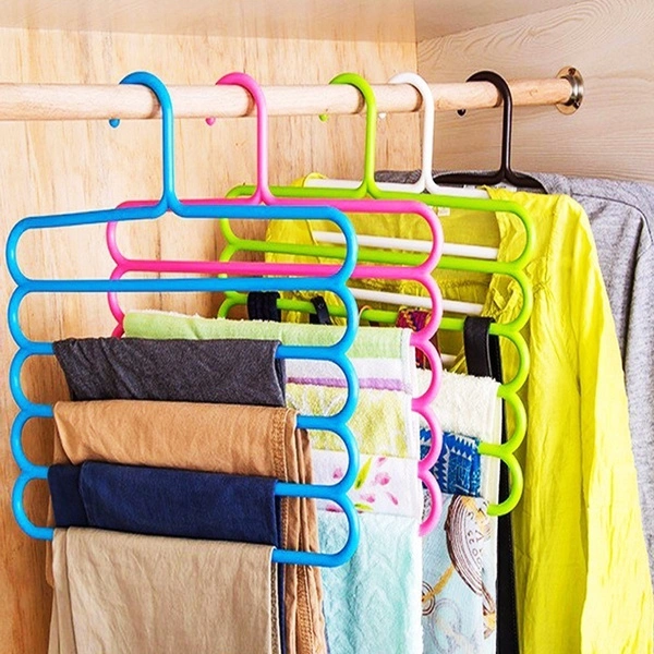 5 Layers Non-slip Multifunctional Clothes Hangers Pants Storage Hangers Cloth Holder Rack Multilayer Scarf Tie Rack Hanger Holder Space Saving