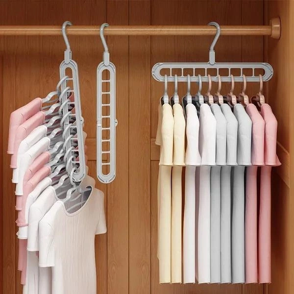 9 Hole Space Saving Hanger 360 Rotating Magic Hanger Multi-function Folding Magic Hanger Wardrobe Drying Clothes Storage