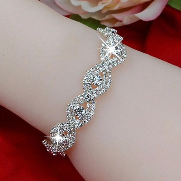 Elegant Deluxe Austrian Crystal Bracelet Women Infinity Rhinestone Bangle Gift