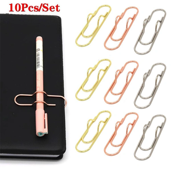 Desk Accessories Pen Holder Paperclip Stationary Pencil Clips Portable Notebook Hand Account Card Pen Device