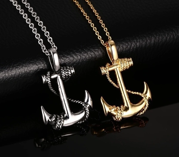 Vintage Men's Nautical Anchor Necklace Pendant Sea Ship Anchor Jewelry in Stainless Steel