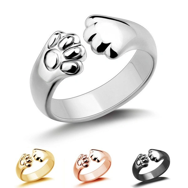 925 Silver Cute Cat Claw Ring