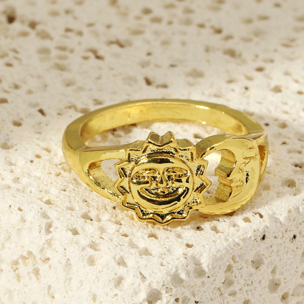 Boho Cute Sun Moon Universe Ring