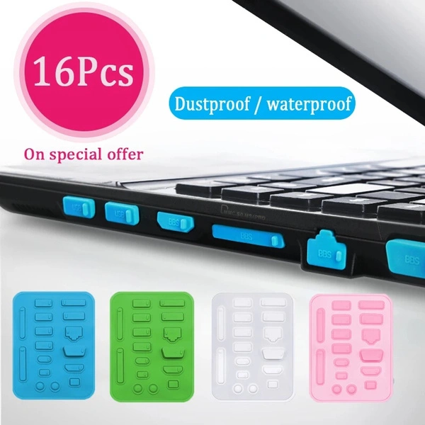 16pcs/set Silicone Anti-Dust Port Plug Cover Stopper Protector for Laptop Notebook