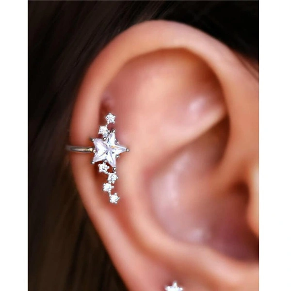 1Pair Fake Conch Piercing Ear Cuff,starburst Conch Cuff,Cartilage Earrings，Star Ear Cuff ，Conch Earrings