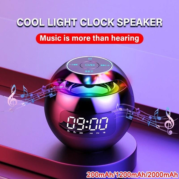 Music Box Wireless Bluetooth Speakers With Subwoofer Mini Round Hi-Fi Speaker Portable Speakers For Hands-Free Indoor Outdoor Bluetooth Speakers Color LED for IOS Android