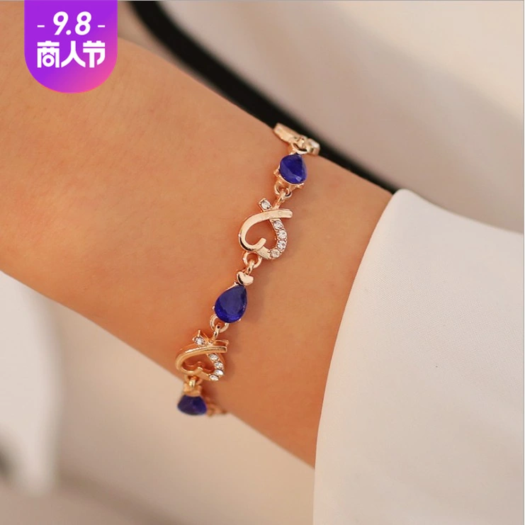 Trendy Women/Lady's fashion 18k Gold Plated Heart 5 Colors CZ Stones Bracelets & Bangles Jewelry