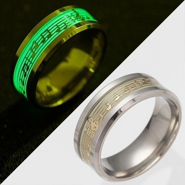 New Titanium Steel Luminous Piano Music Luminous Ring Jewelry Jewelry and Notes