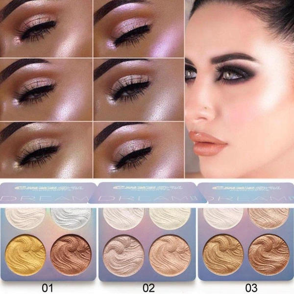 4 Colors Beauty Highlighter Palette Makeup Face Contour Powder Bronzer Make Up