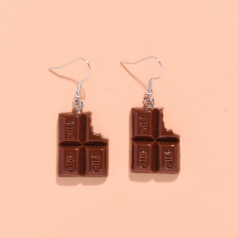 New Fashion Women's Personality Creative Simple Girl Earrings Sweet and Fun Chocolate Earrings Earrings Female Student Cute Earrings Earrings