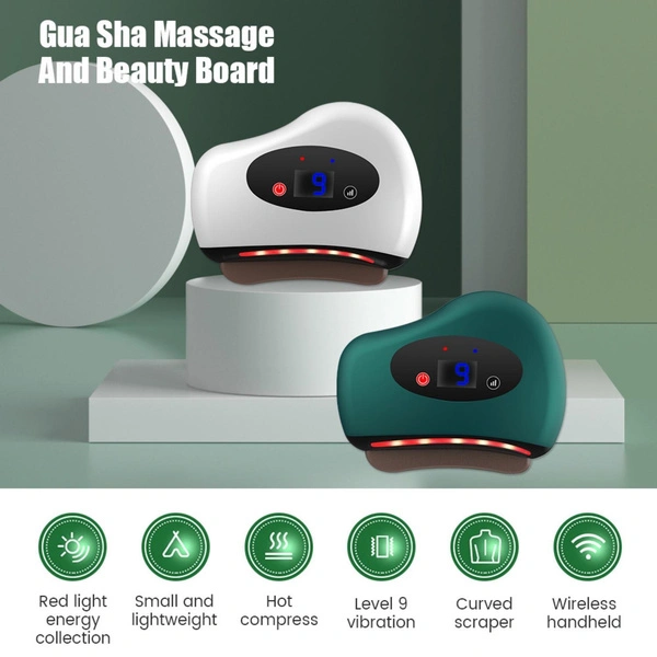 9-speed Electric Scraping Board Guasha Stone Gua Sha Scraper Hot Compress Vibration Facial Lifting Relaxation Guasha Massage Device