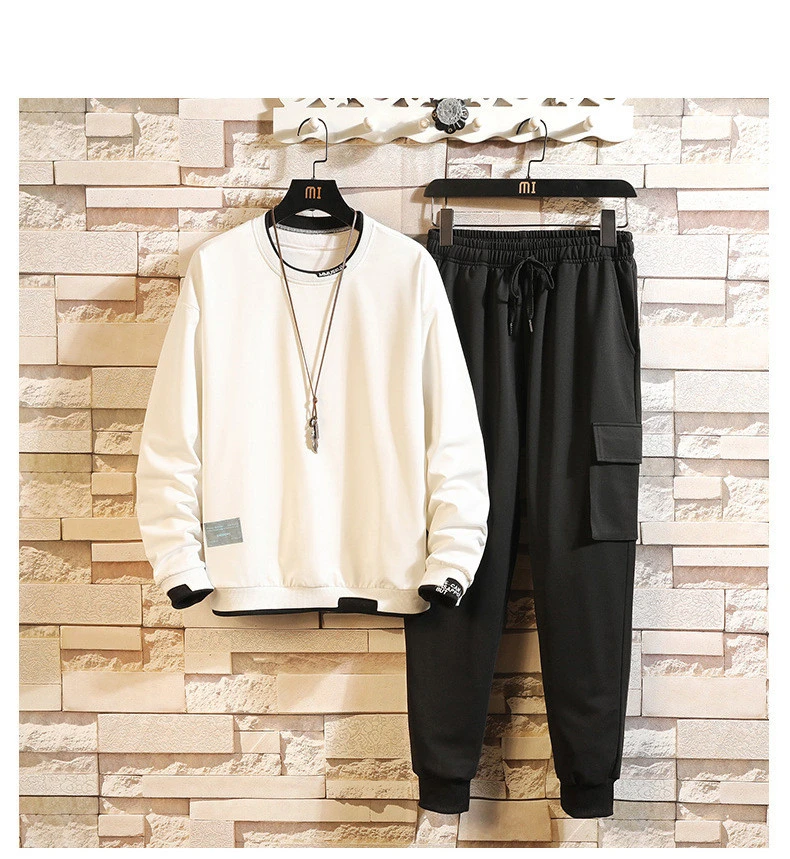 Men's Long Sleeve Sweatshirt Two Piece Set