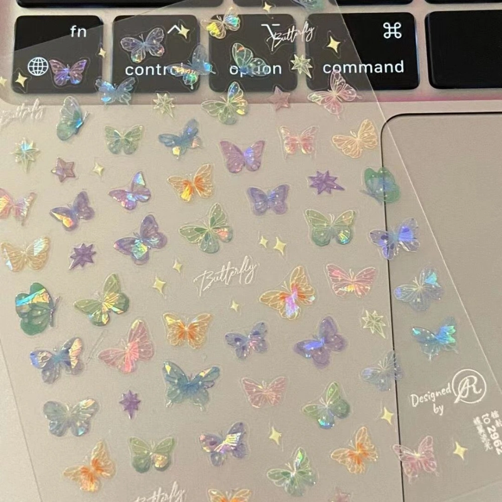 Butterfly Wing Streamer Laser Sticker Advanced Relief Manicure