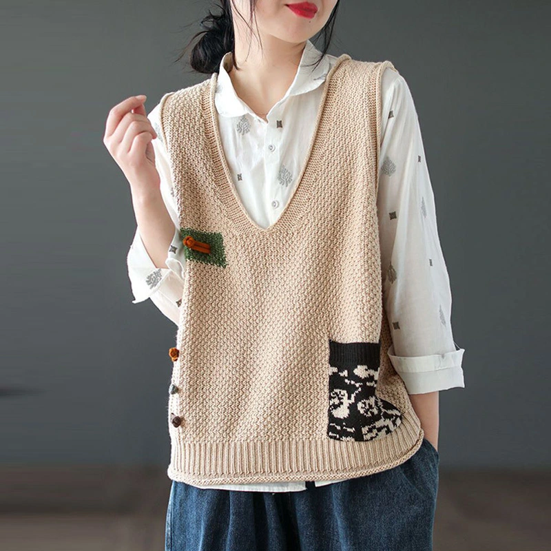 Knitted Fashion Loose Sweater Artistic Retro