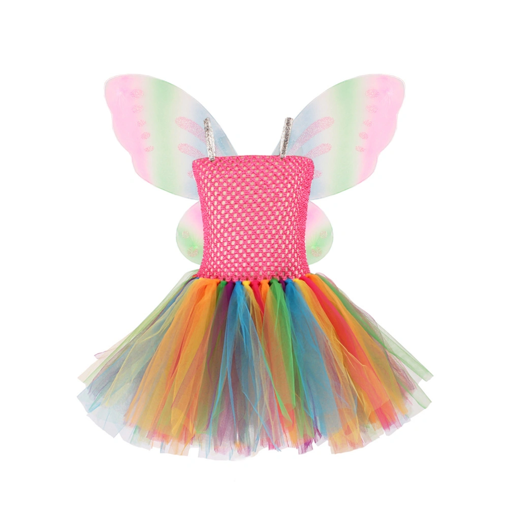 Fairy Butterfly Wings Costume Girls Tulle Dress Wings Set for Party