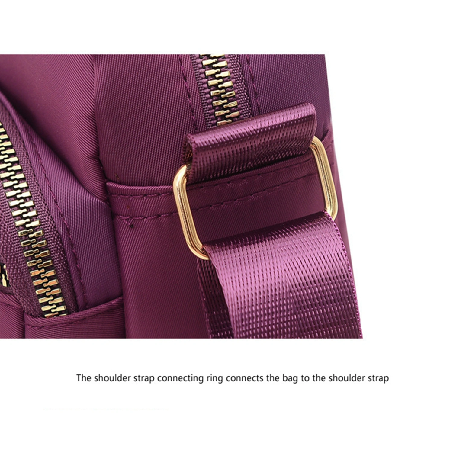 Women Shoulder Bag Multi-pockets Adjustable Strap Zipped Crossbody Bag