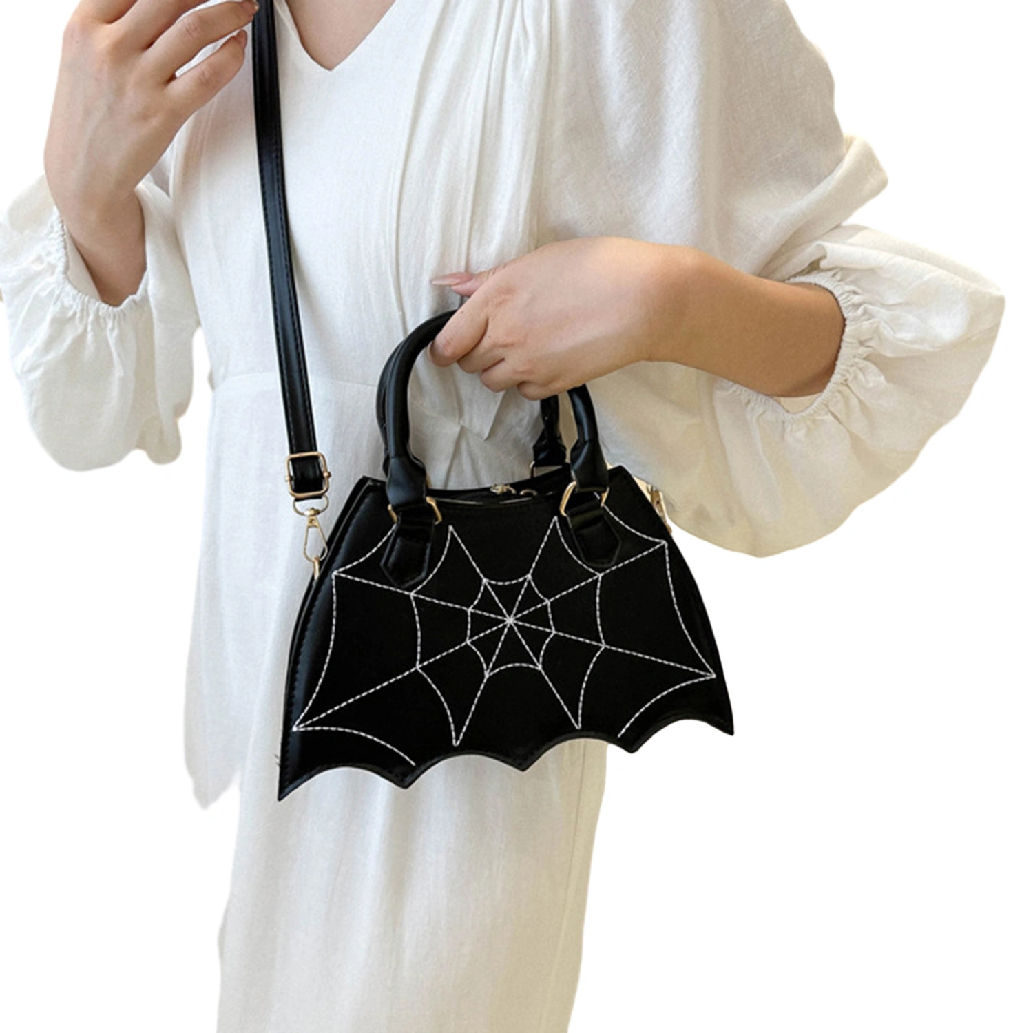 Fashion Halloween Bat Shoulder Bags for Women Punk Style Handbag