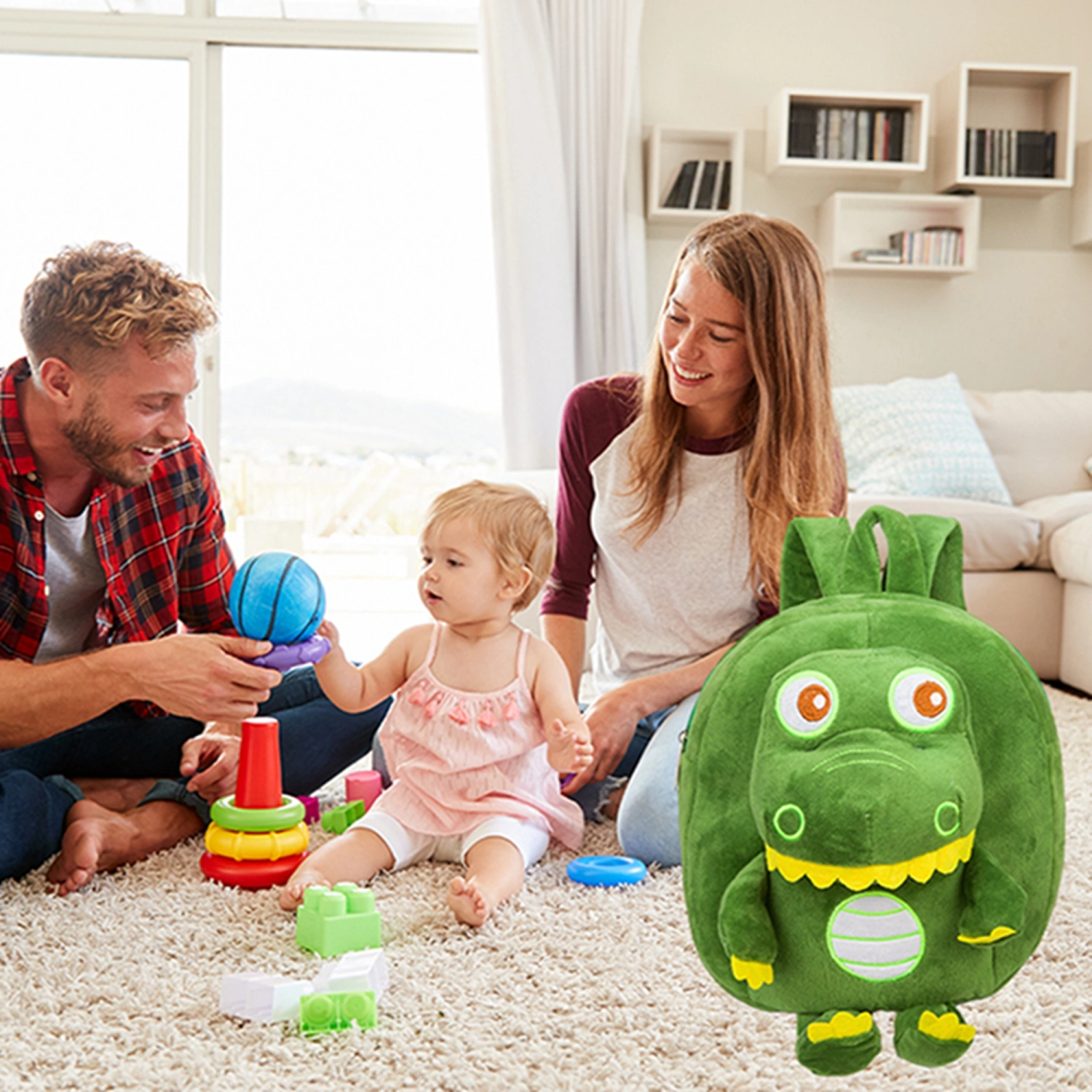 Kids Plush Cartoon Dinosaur School Backpacks for Outing, Camping, Zoo
