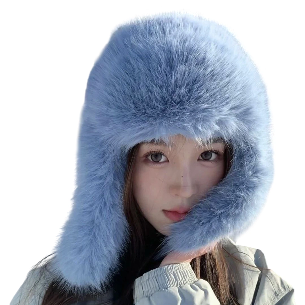 Women Faux Fur Hat Winter Warm Trapper Hat Fuzzy Ushanka Hat