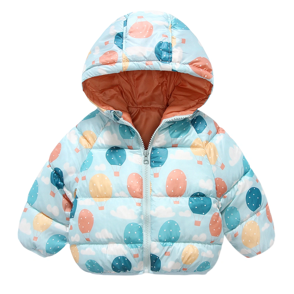 Toddler Puffer Jacket Cute Print Long Sleeve Zipper Cardigan Hoodie 