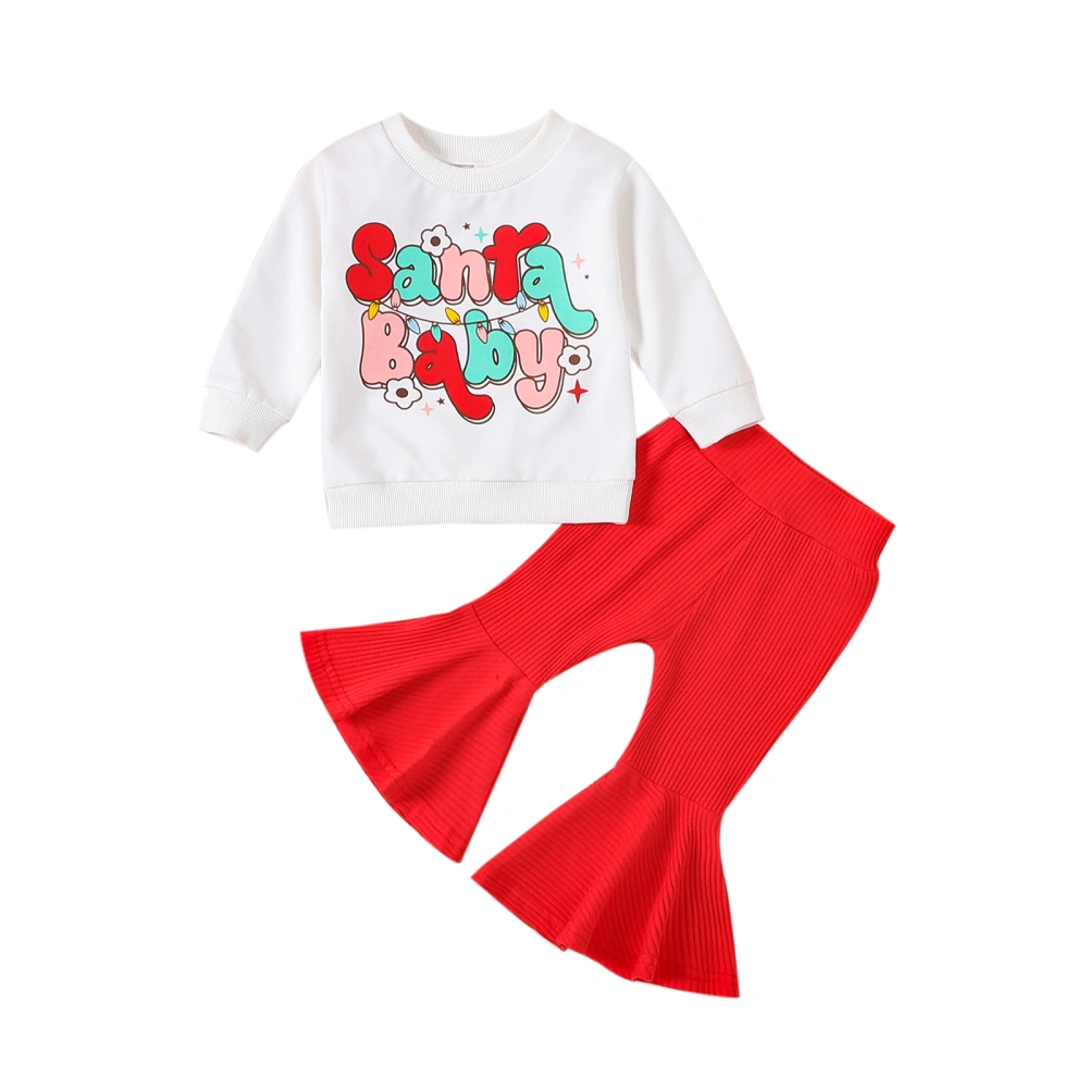 Girls 2 Piece Outfits Christmas Letter Print Sweatshirt and Pants 