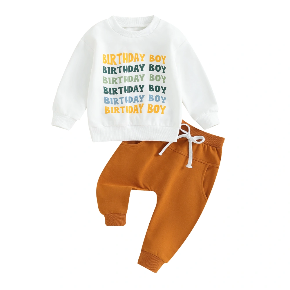 Toddler Boys Birthday Outfits Letter Print Sweatshirts Long Pants