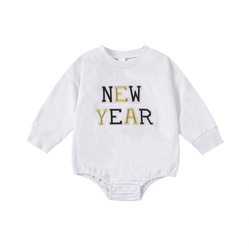 Baby Long Sleeve Rompers Infant Letter Loose Fit Embroidery Jumpsuits