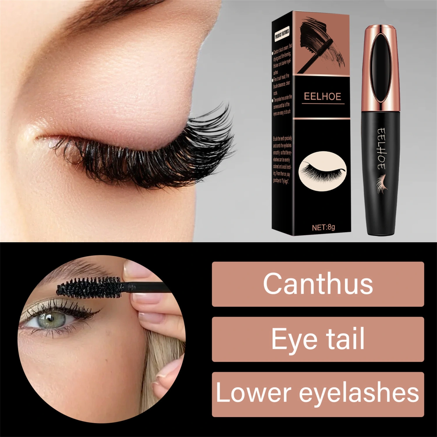 Waterproof Eyelash Mascara Smudge-Proof Voluminous Mini Lash Mascara
