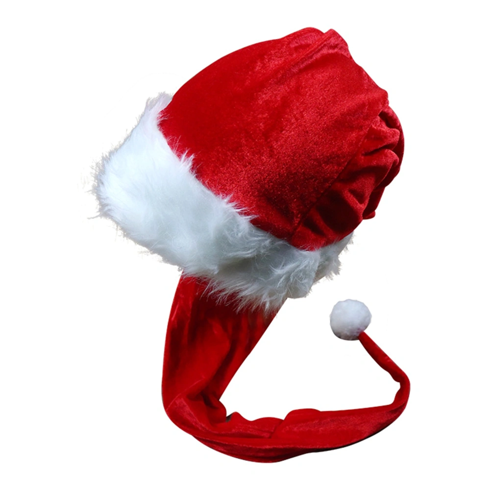 Long Santa Hats for Adults Red Velvet Contrast Color Christmas Caps 