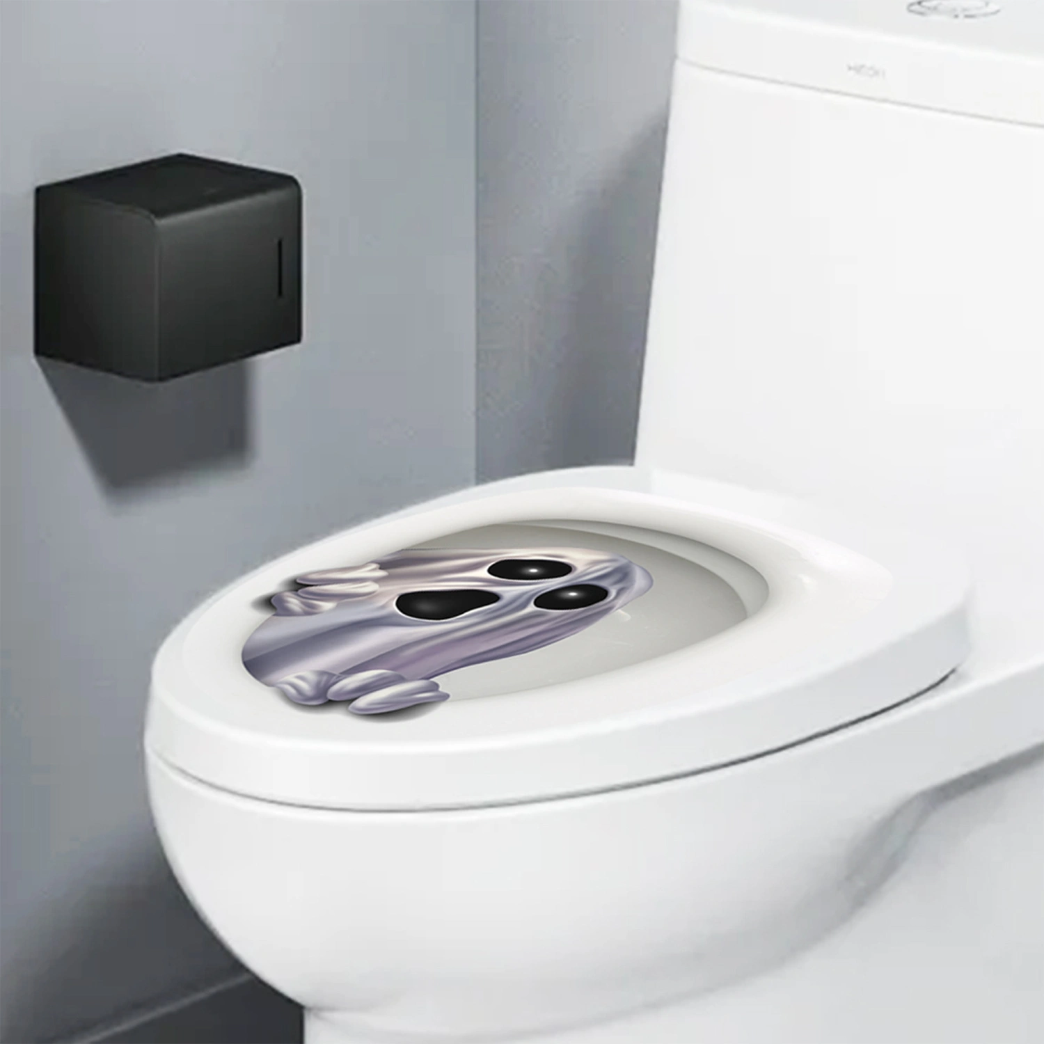 Halloween Ghost Drill Out of Toilet Stickers Waterproof Decoration