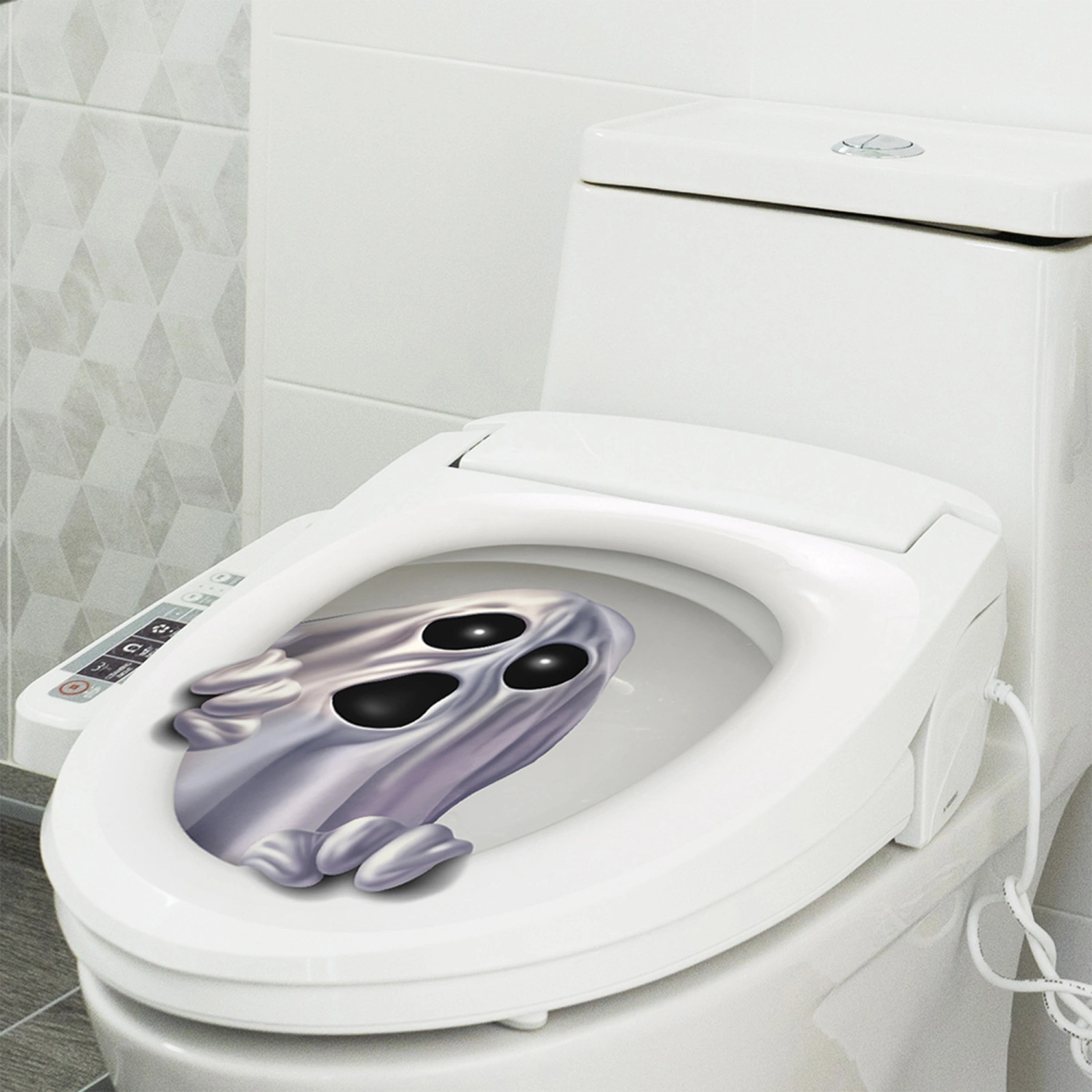Halloween Ghost Drill Out of Toilet Stickers Waterproof Decoration