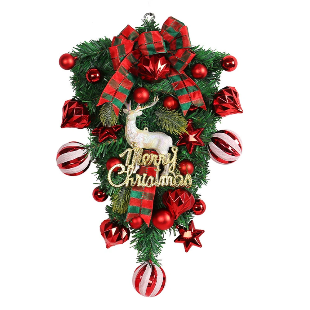 Christmas Front Door Wreath, Upside Down Christmas Tree Hanging Swag 