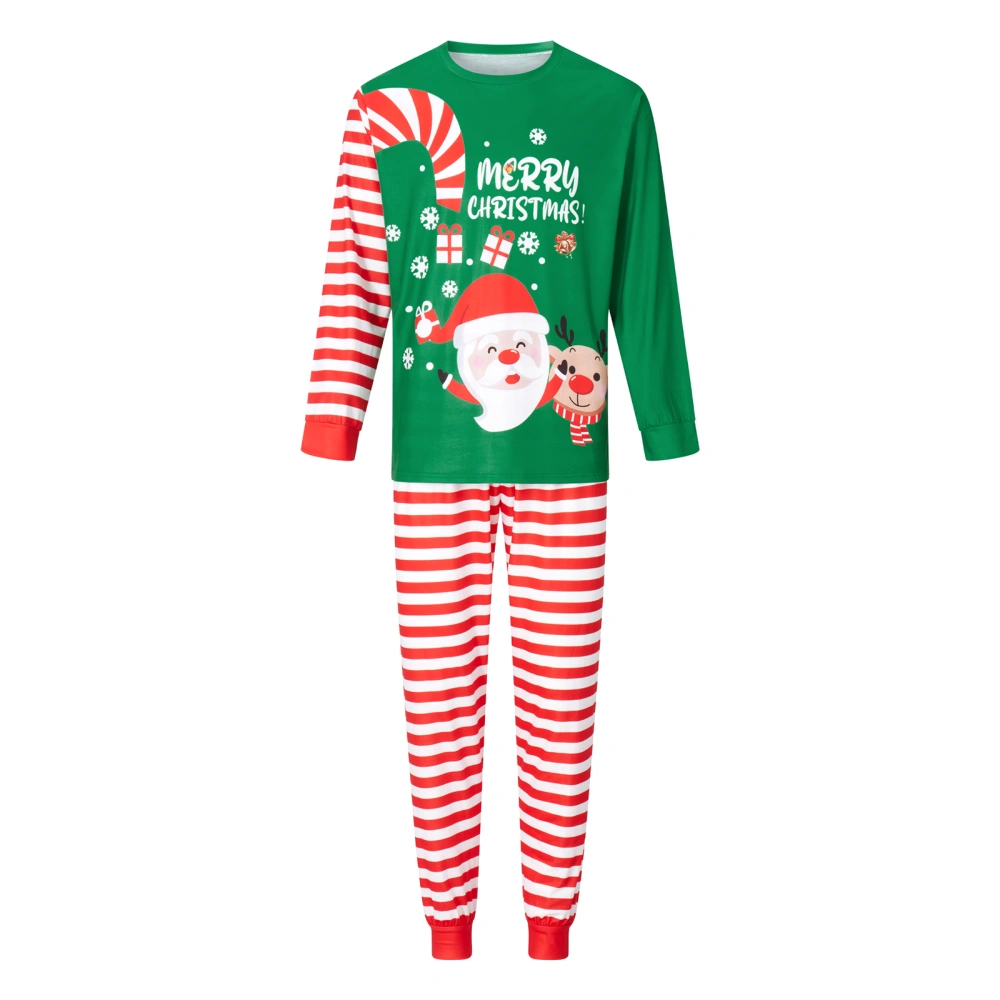 Christmas Santa Claus Letter Print Tops and Striped Pants Sleepwear