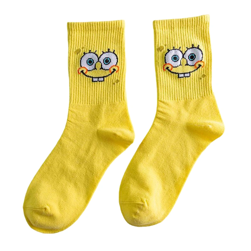 Cute Socks for Adults, Cartoon Print Breathable Mid-Tube Crew Socks