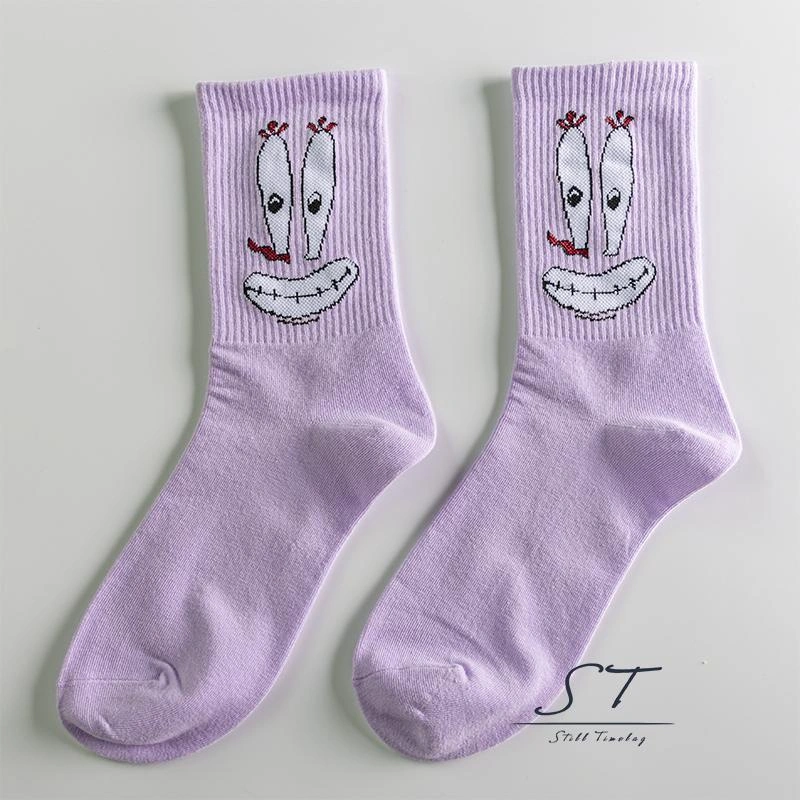 Cute Socks for Adults, Cartoon Print Breathable Mid-Tube Crew Socks