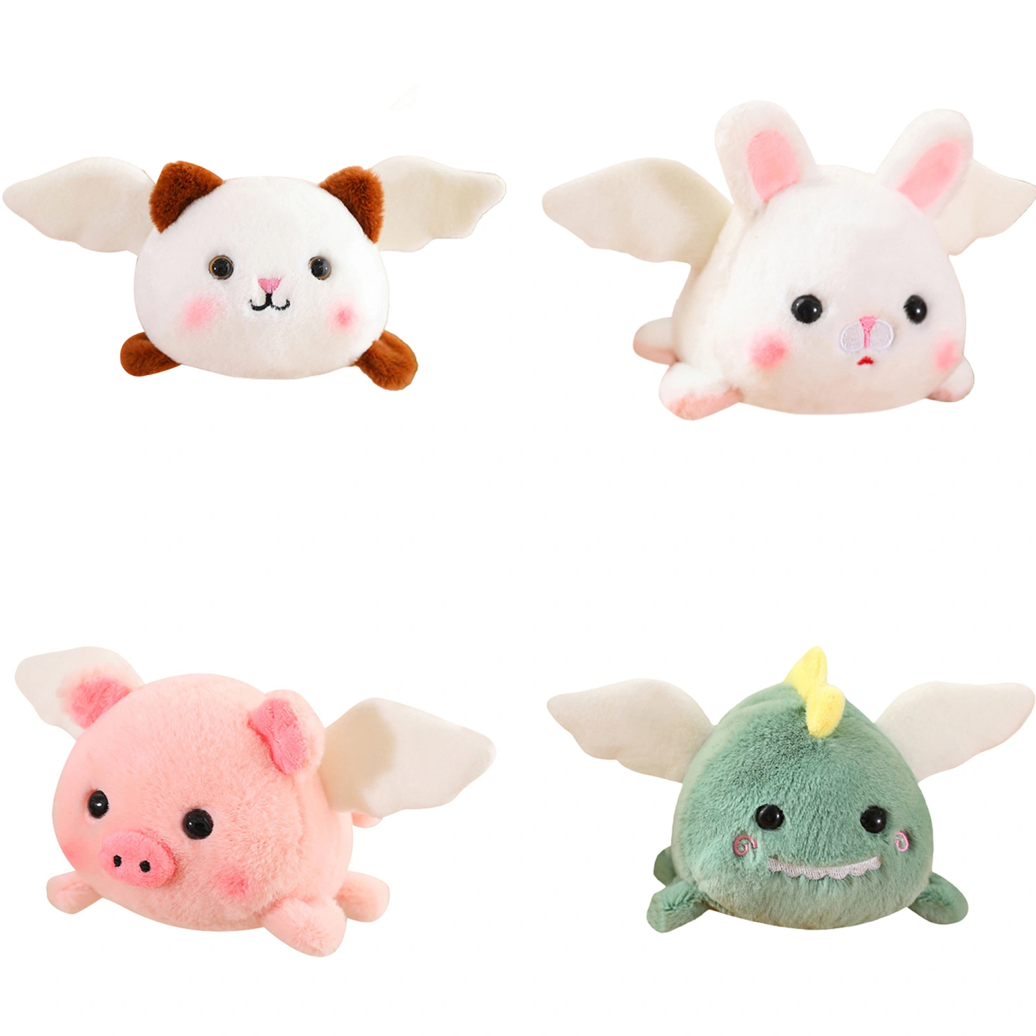 Cute Stuffed Animal with Angel Wings Plush Toys Wind-up Clockwork Doll