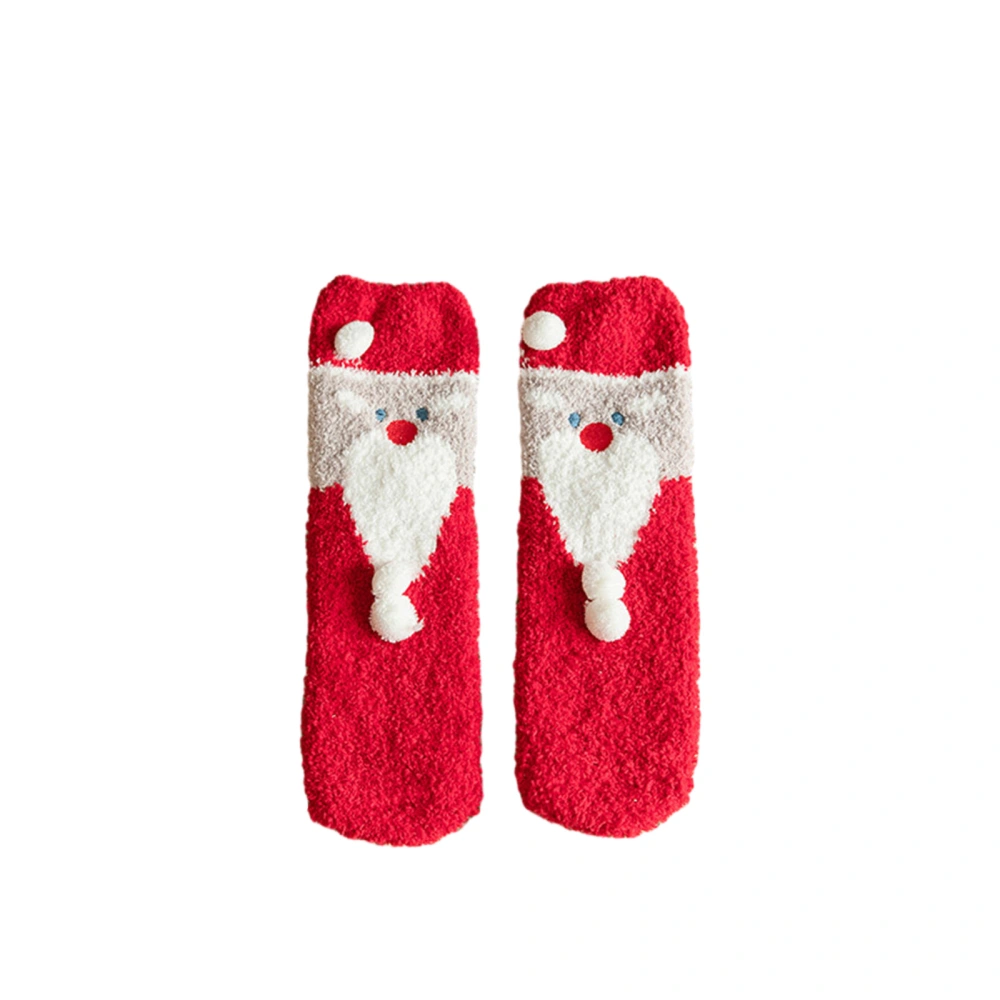 Women's Christmas Plush Socks, Soft Coral Fleece Winter Home Socks