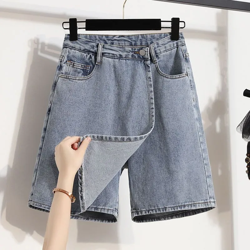 Women Pants Short Jeans Elastic Denim Korea Basic Female Hole Fashion Oversize Loose Pants