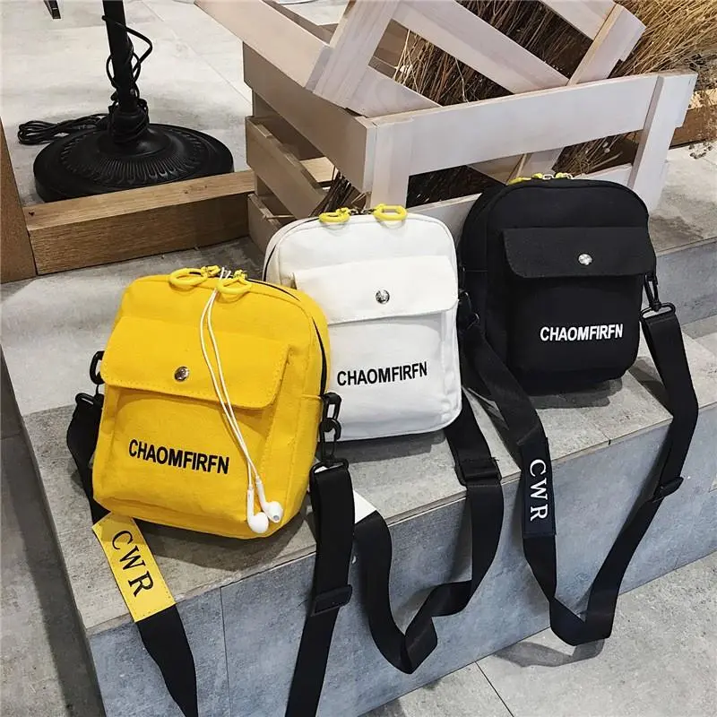 Modern Ins Hip Hop Girl Canvas Bag Women Messenger Bag Shoulder Bag With Various Colors Option For Leisure Black Outdoor Backpack Female Bags