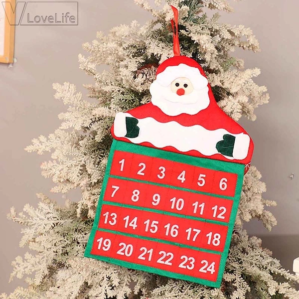 Advent Calendar Christmas Decoration Santa Calendar Hotel Lobby Family Pendant 24 Days Hanging Advent Christmas Gifts