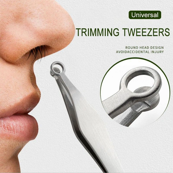 Universal Nose Hair Trimming Tweezers Stainless Steel Eyebrow Nose Hair Cut Manicure Facial Trimming Makeup Scissors