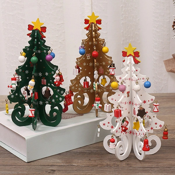 Christmas Tree Children Handmade DIY Stereo Wooden Christmas Tree Scene Layout Christmas Decoration Ornaments