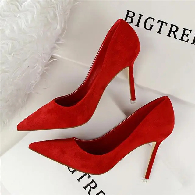 Classic Women Pumps Elegant Party Shoes Solid Suede Fined High Heels 9m Office Shoes Ladies Pumps Women High Heels