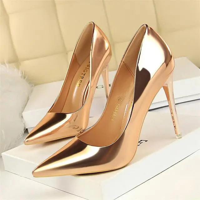 2023 Casual Women Pumps Patent Leather High Heels Fashion Women Shoes Sexy Women Heels Wedding Shoes