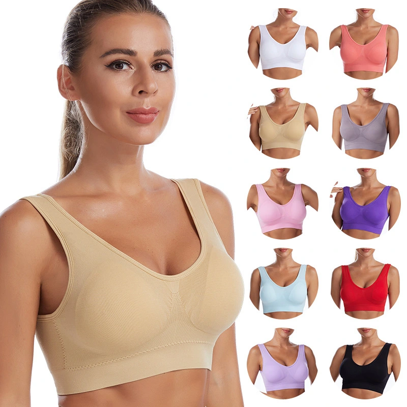 Womens Fashion Sports Bra Wirefree Seamless Racerback Yoga Bra for Workout Gym Activewear Vest Professional Breathable Sport Bra