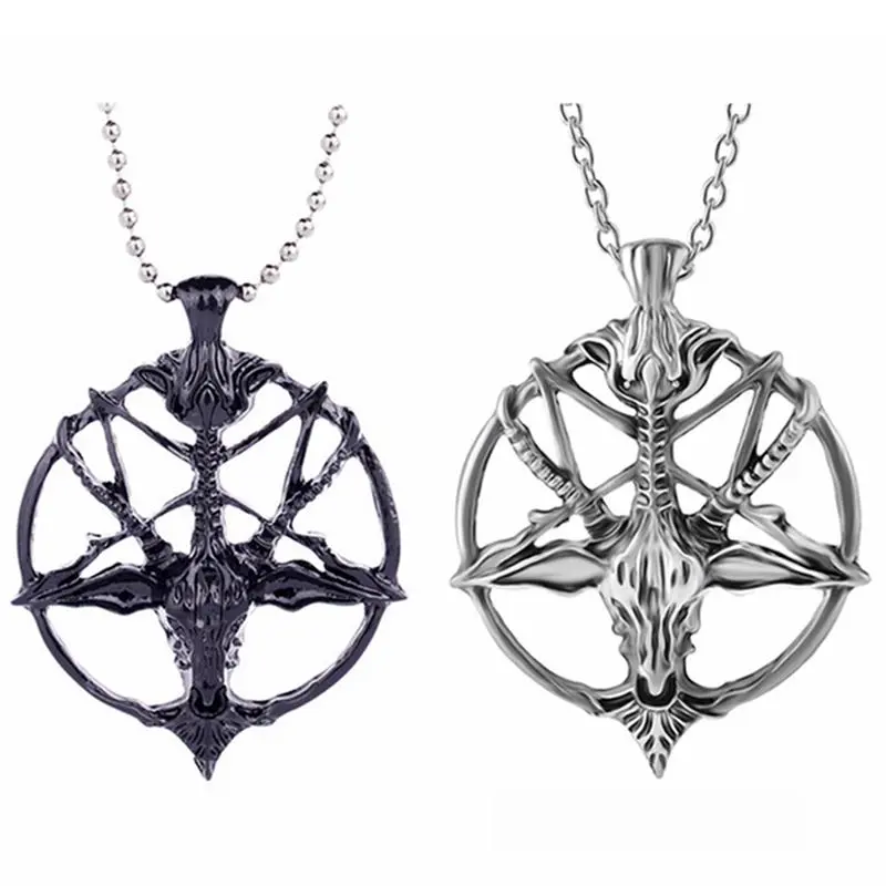 Pendant Necklace Fashion Retro Pentagram Pan God Skull Goat Head Luck Satanism Occult