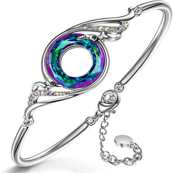 Phoenix Women Bracelets Rainbow Crystal Peacock Zircon Alloy Chain Bracelet