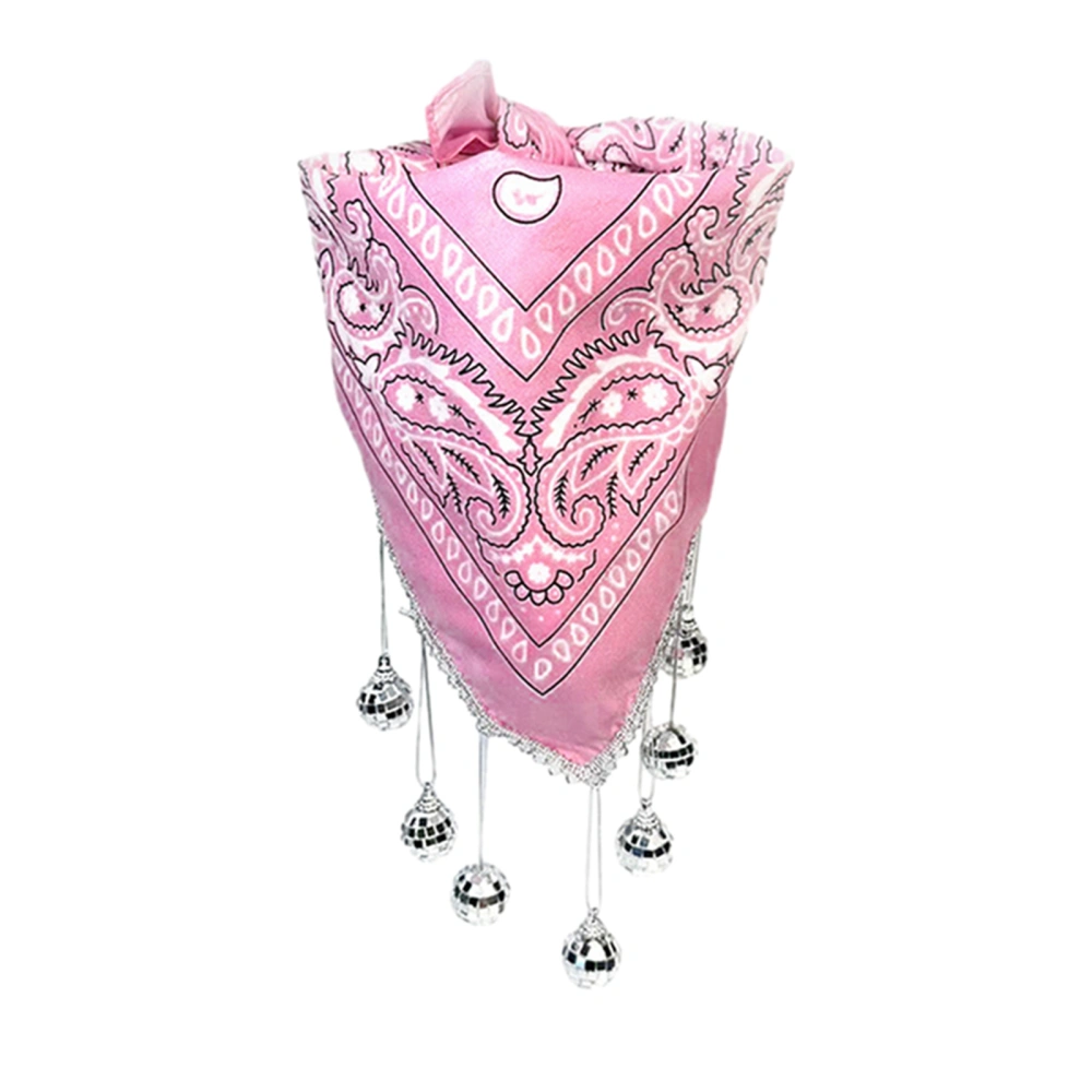 Women Square Scarf Lightweight Bandana Neckerchief with Disco Ball