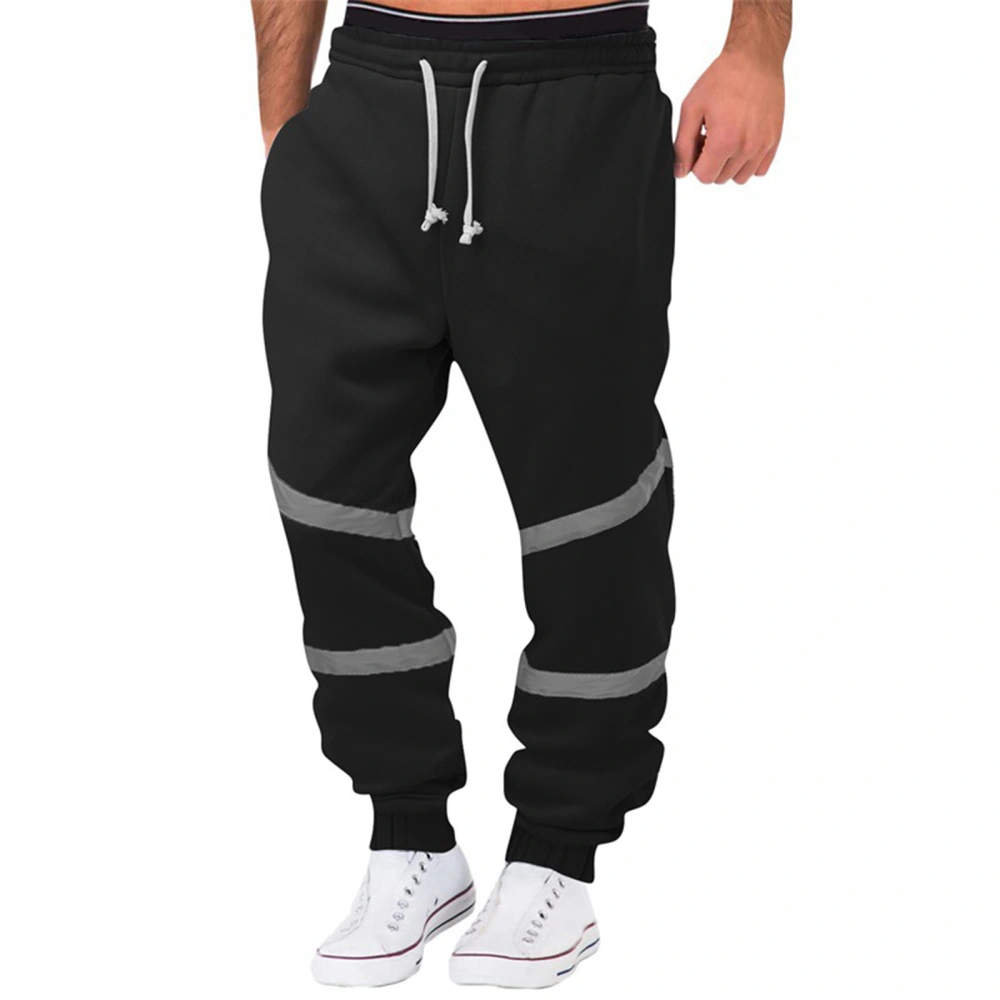 Men's Autumn Winter Contrast Color Running Workout Pants with Pockets