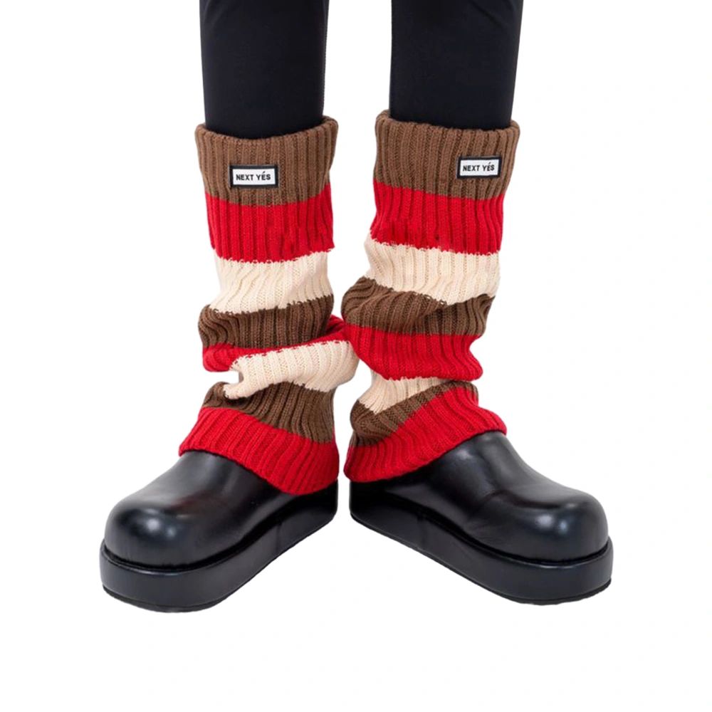 Women Knit Leg Warmer, Striped Calf Cover Boot Socks Winter Streetwear